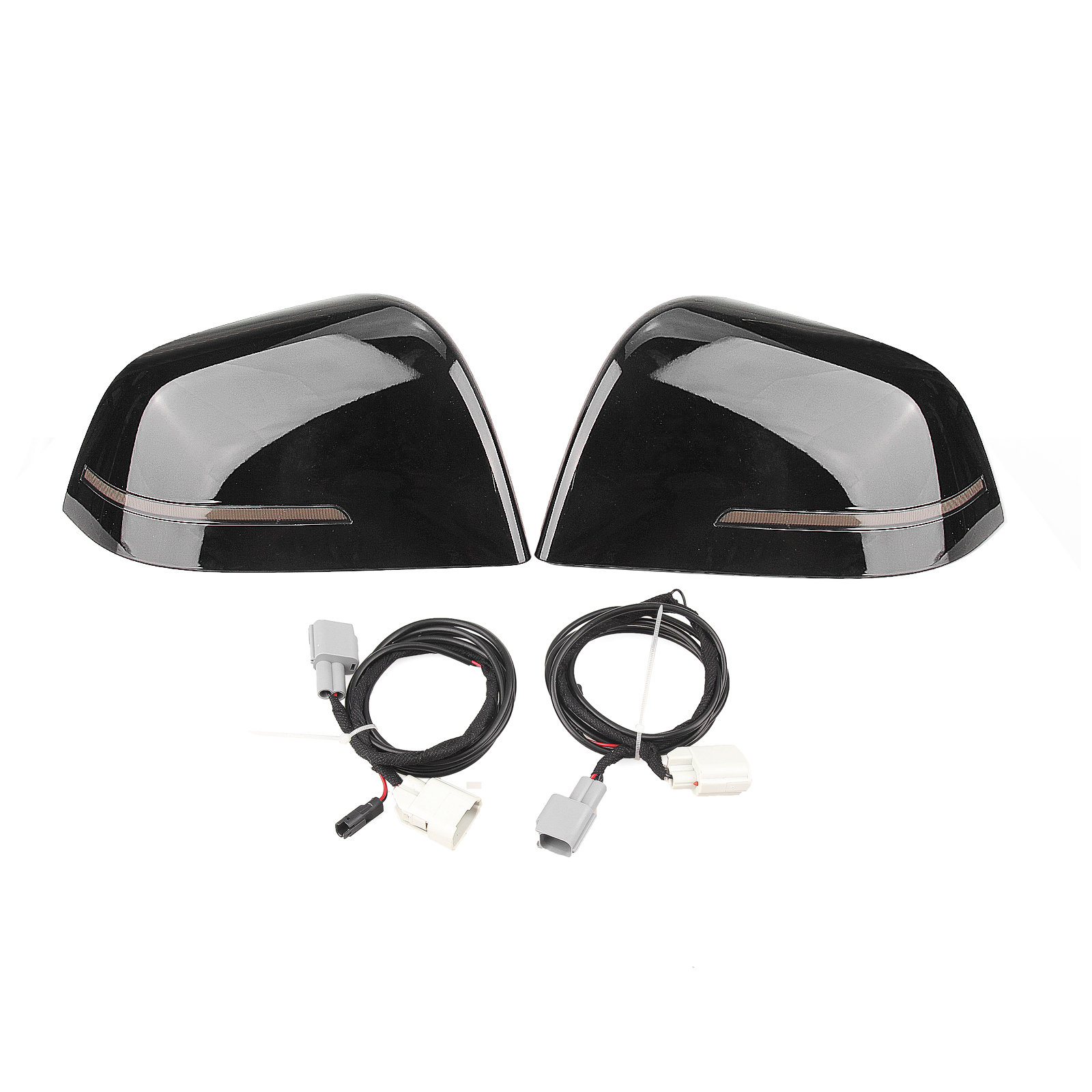 Penutup cermin belakang dengan lampu LED untuk Model Y 2019-2022 kilau eksterior mobil hitam/serat karbon terlihat klip pengganti pada topi