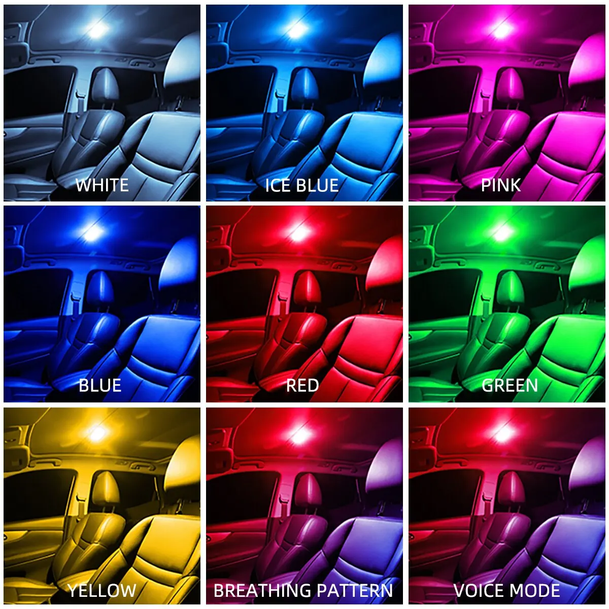 Mini sem fio RGB atmosfera levou luz, toque de luz, carregamento USB, auto telhado teto leitura lâmpada, iluminação interior do carro, 5V, 1pc