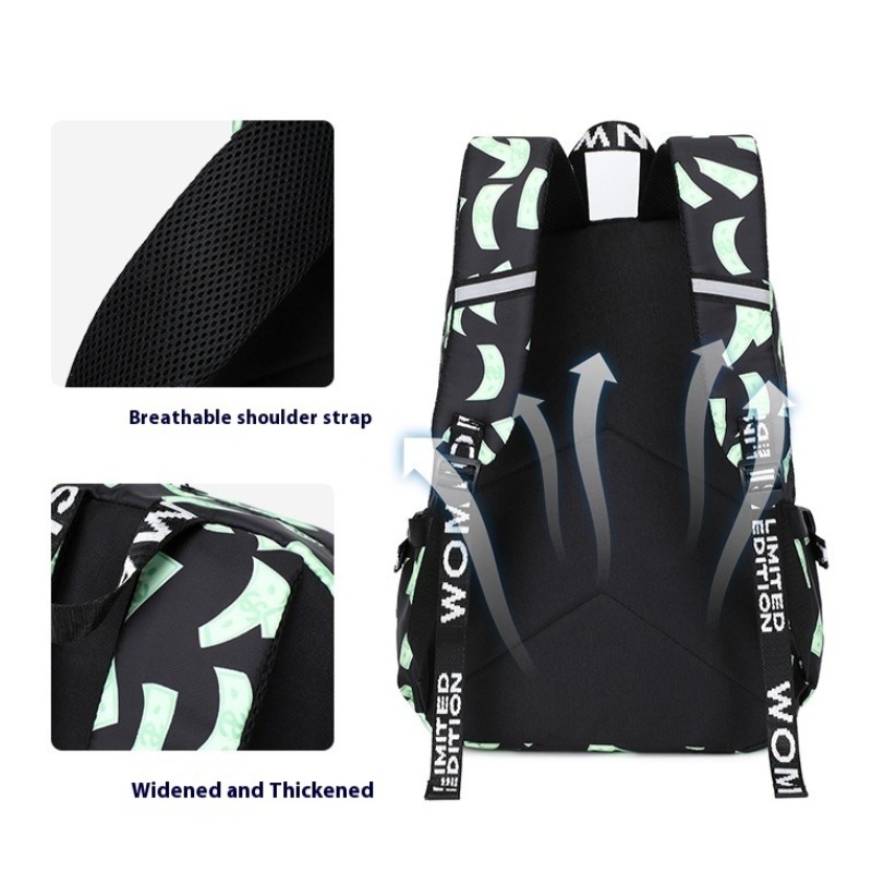 Mochila Mochila de viaje con estampado de tiburones de dibujos animados, Mochila para estudiantes de escuela primaria