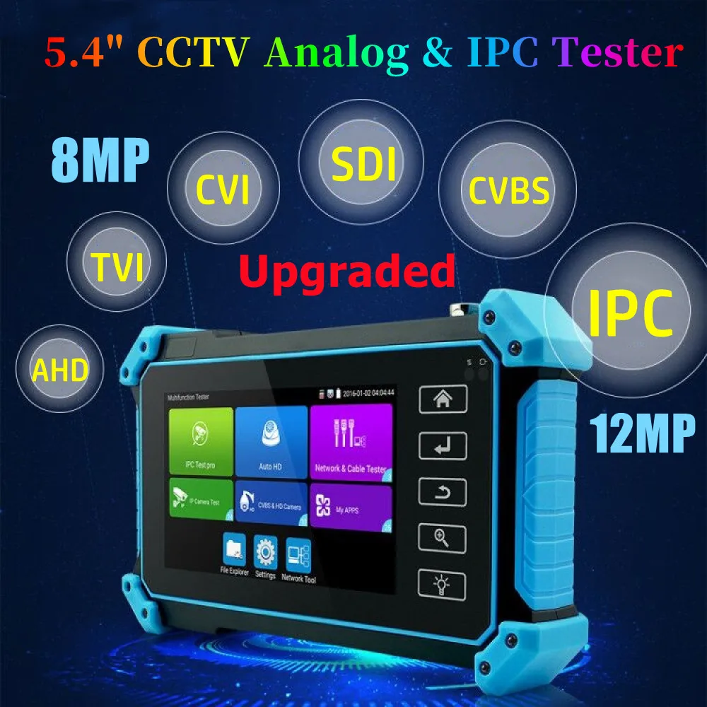 5,4-дюймовый тестер CCTV IPC AHD CVI TV SDI Тестирование камеры 4K Тестер IP-камеры IPC-5200 Plus PTZ VGA HDMI Входной кабель Tracer Тестер видеонаблюдения