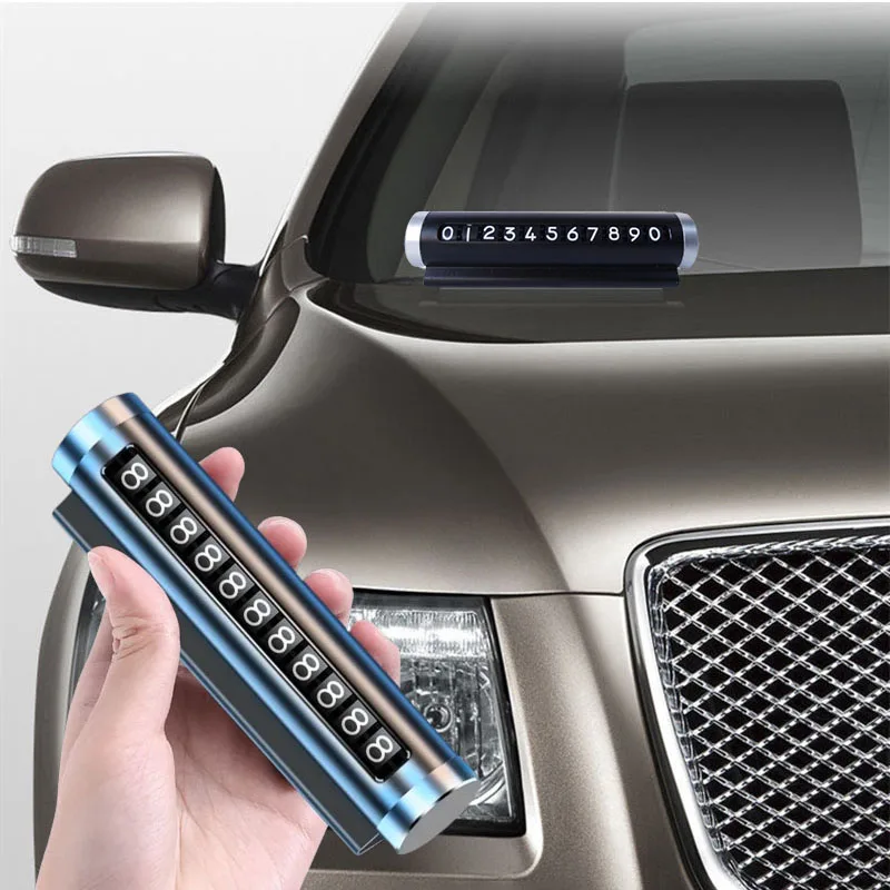 Universele Auto Telefoonnummer Plaat Tijdelijke Parkeerkaart Aluminium Stickers Draaien Park Stop Tijdelijke Parkeerkaart Auto Accessorie