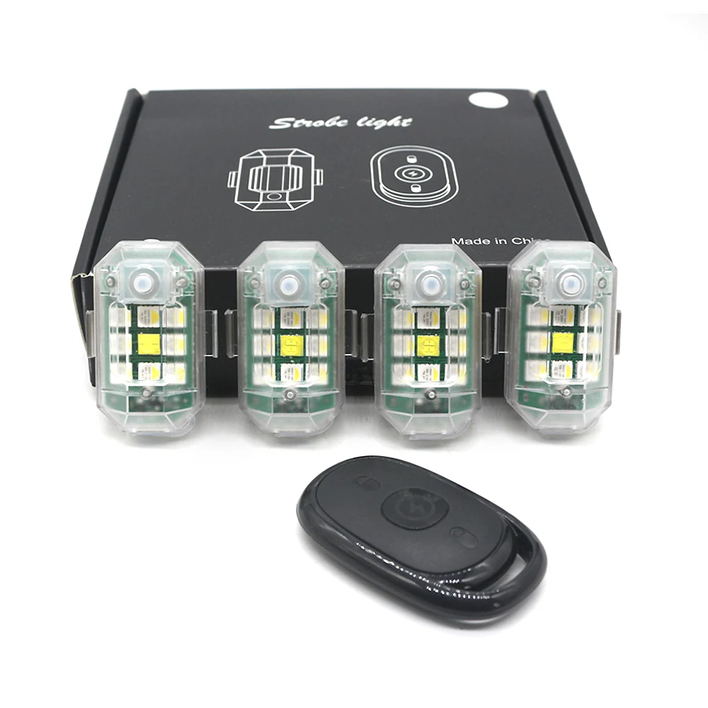 1/2/4Pc luces remotas para motocicleta RC Drone LED Flash luz inalámbrica para RC ala fija avión helicóptero luces de advertencia
