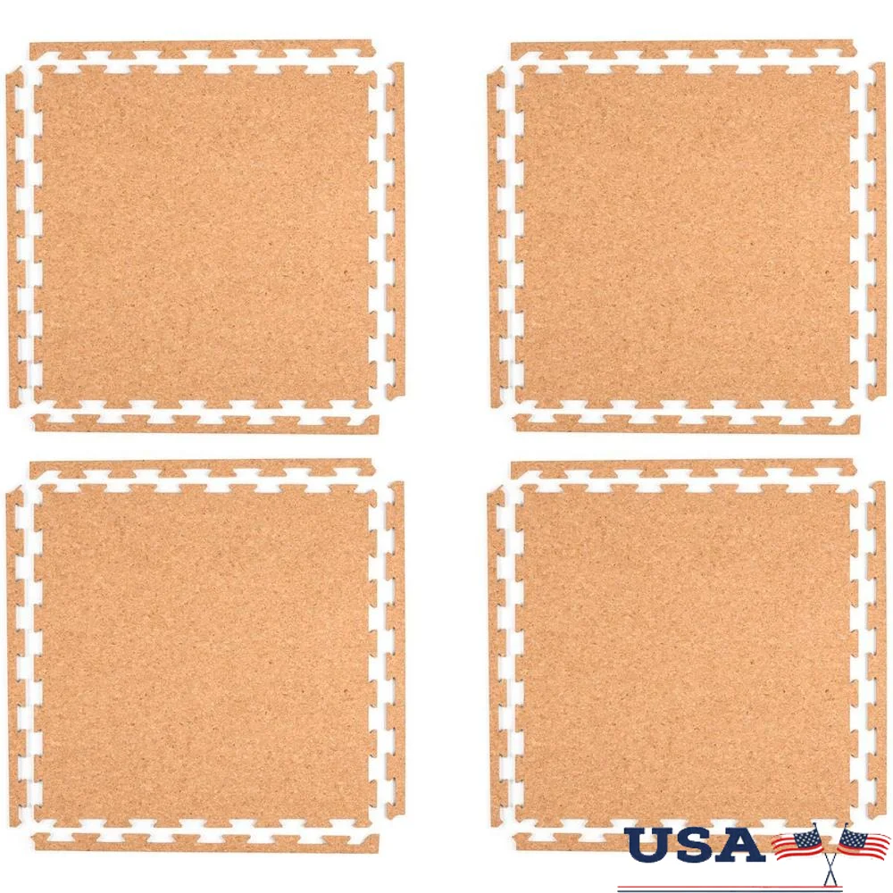 Interlocking Cork Tile Flooring Indoor Puzzle Design Slip Resistant Non-Toxic Eco-Friendly Easy Installation