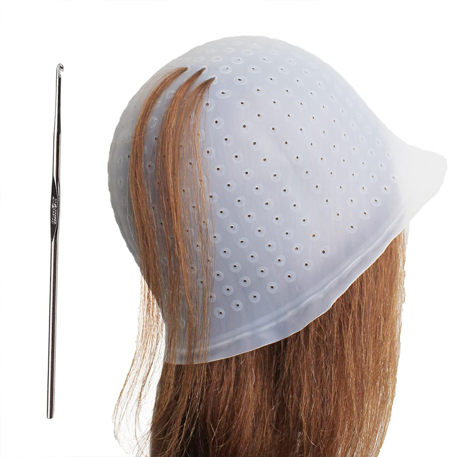 Cuffia per colorare i capelli in silicone per parrucchiere con ago Strumento professionale per tintura da salone Evidenzia la tintura