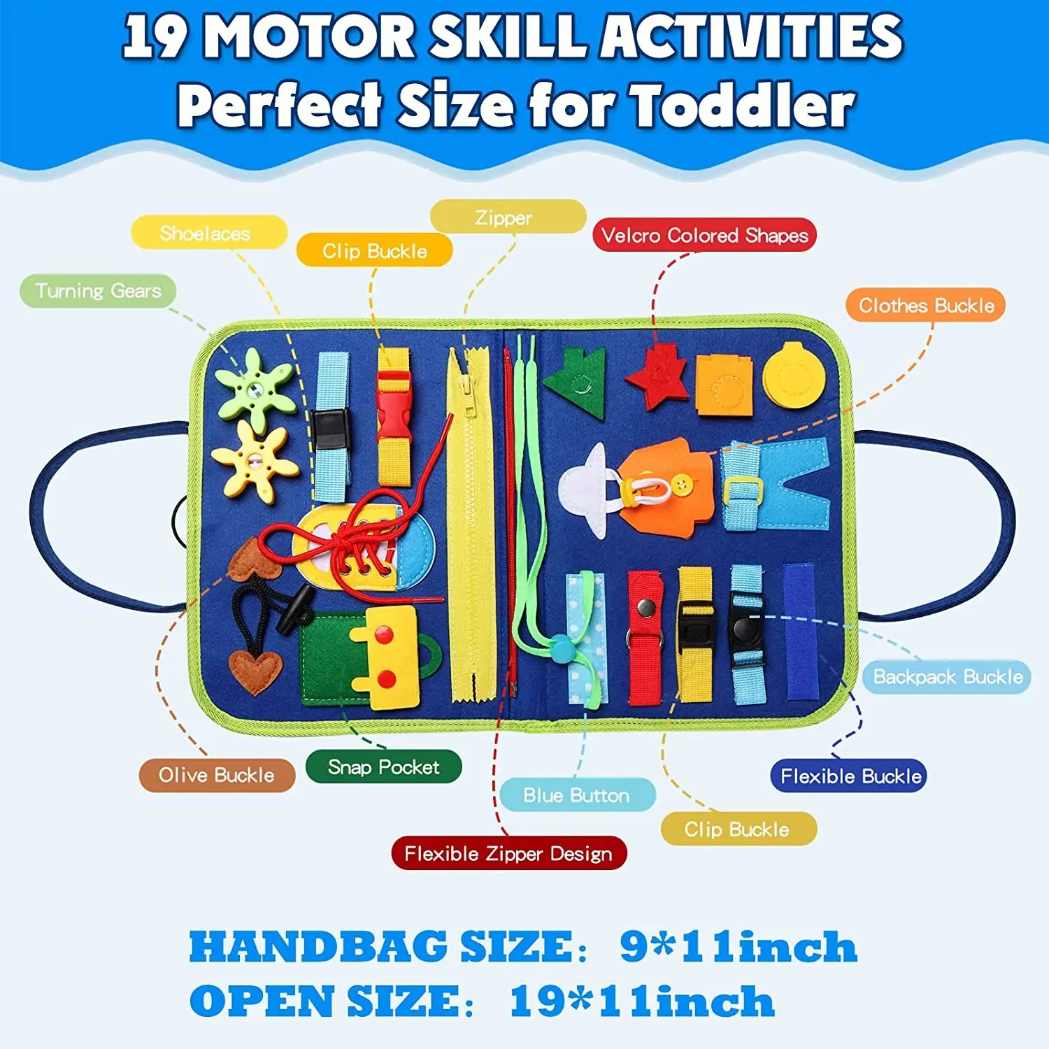 Giocattoli Montessori Scheda occupata Scheda di sviluppo di attività sensoriale per abilità motorie, Scheda di apprendimento per i più piccoli