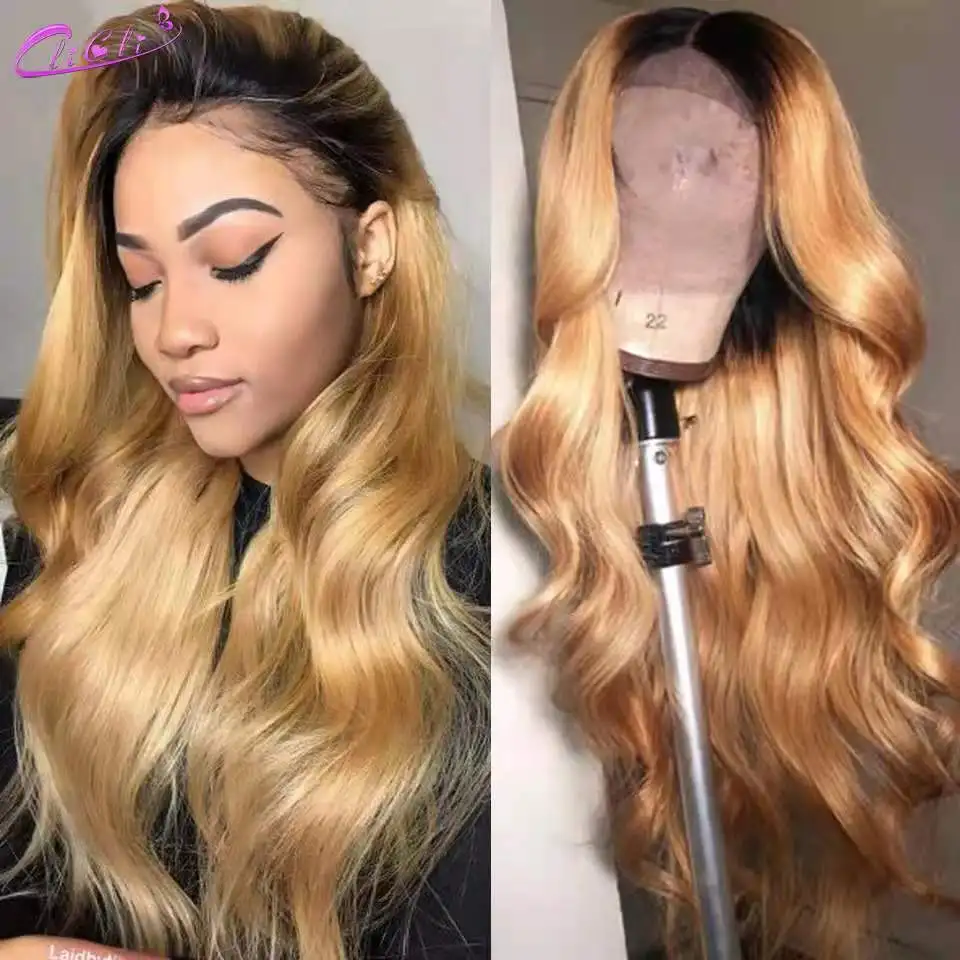 Ombre mel loira perucas dianteiras do laço 13x4 peruca frontal do laço loira 4x4 onda do corpo fechamento peruca ombre perucas de cabelo humano para mulher 180%