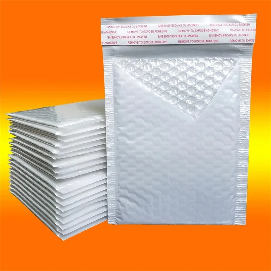 50 pçs filme perolado saco de bolhas à prova dwaterproof água embalagem saco expresso espuma branca auto selo pacote saco shippingbagenvelope engrossado