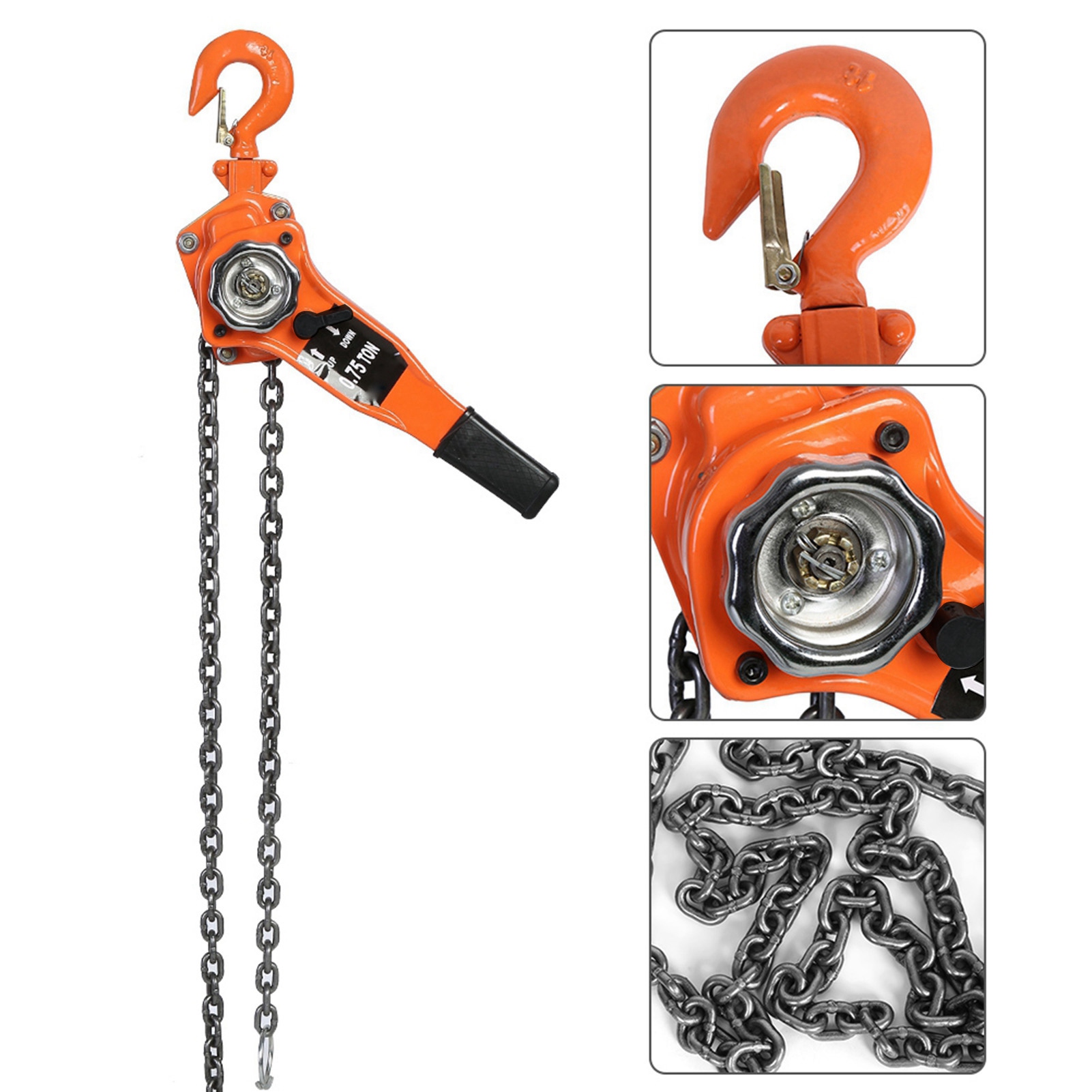 0.75t Orange Color Chain Block Hoist Ratchet Hoist Ratchet Lever Pulley Lifting 3meters Pulley Hoist Lever Hoist Pulley Lifting
