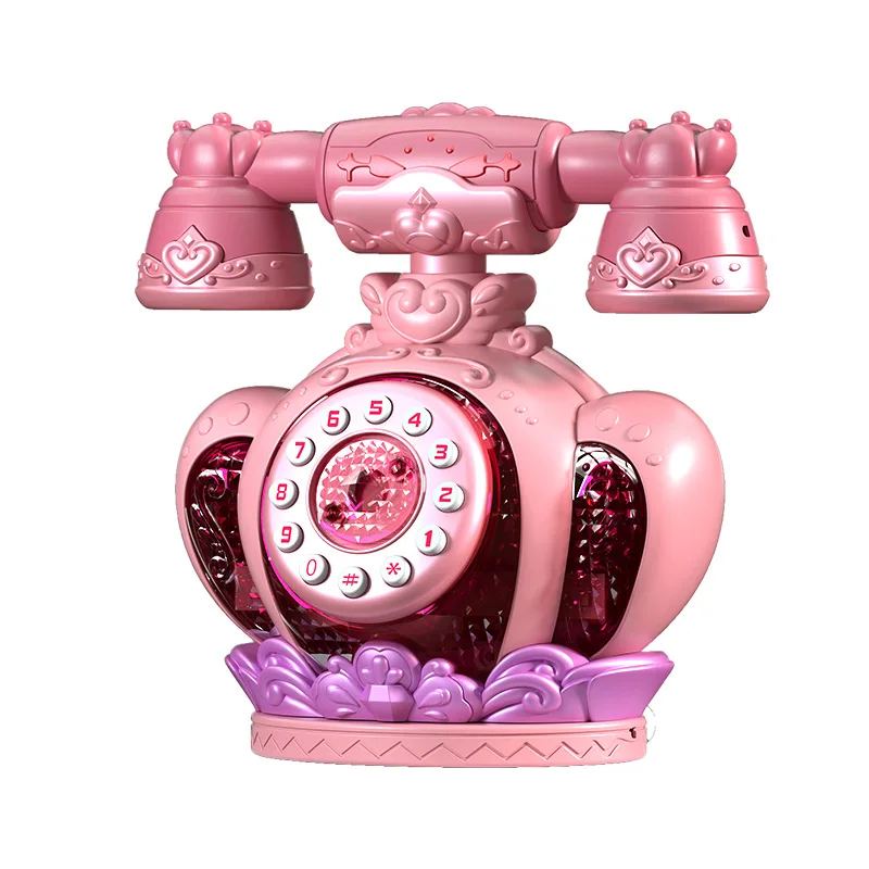 Teléfono Móvil Inteligente de simulación de princesa de dibujos animados para niños, línea fija Retro con música ligera, juguete de rompecabezas de Educación Temprana, regalos de cumpleaños