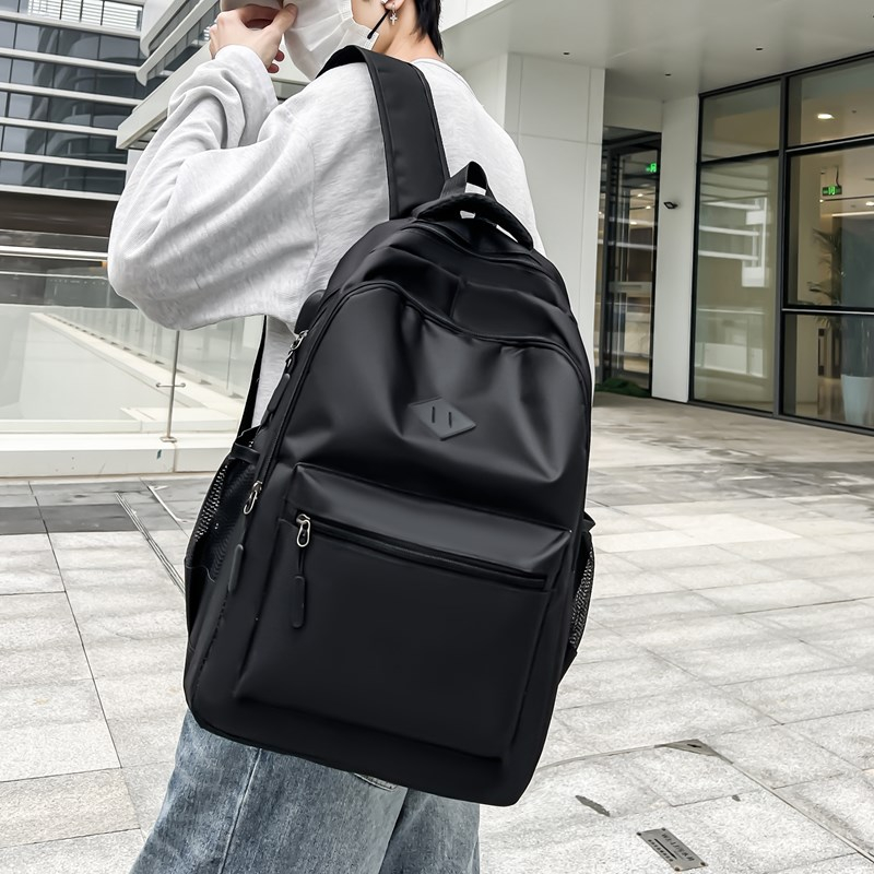 Solid Color Simple Fashion Backpack Men's New Male and Female Leisure Middle School Backpack Tide
