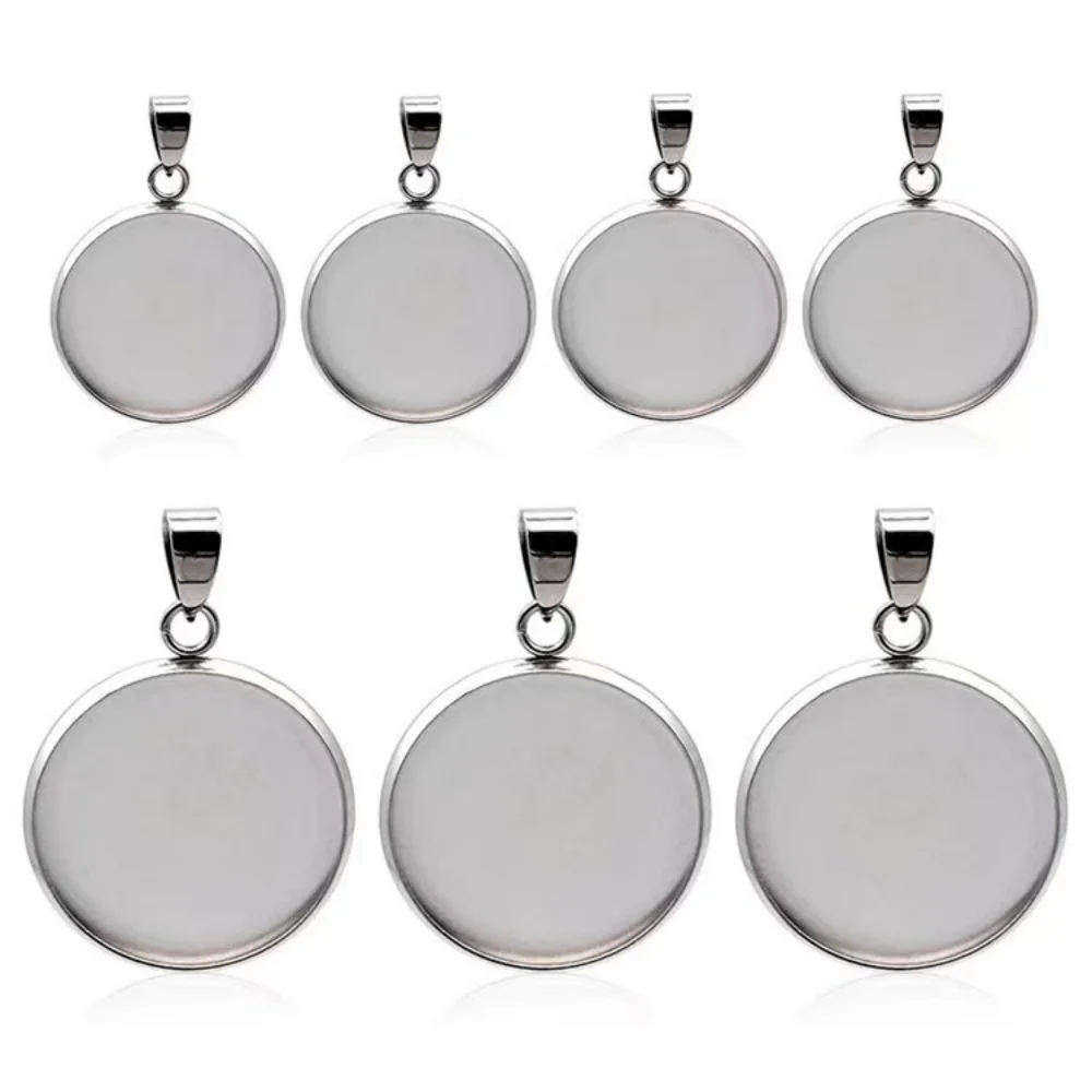 10 pçs/lote aço inoxidável em branco cabochão base configuração encantos pingente caber 18 20 25 30mm jóias fazendo suprimentos