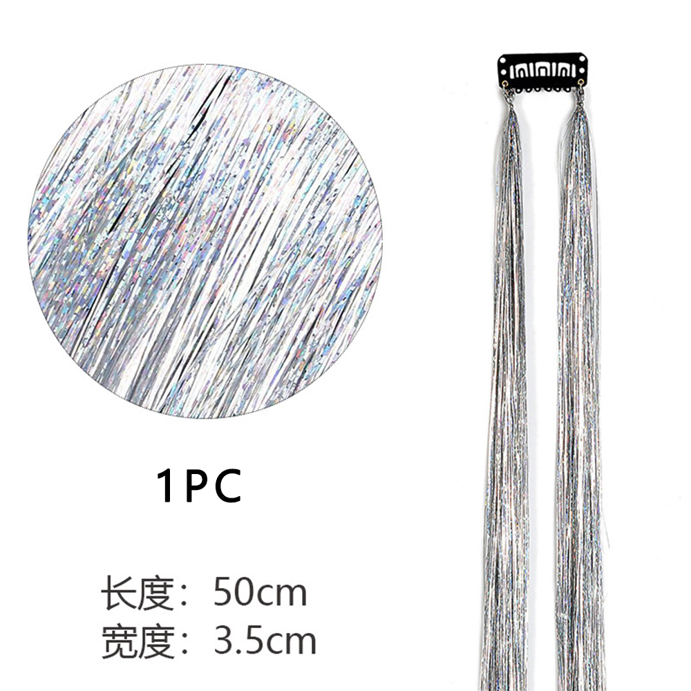 เงาหัวข้อ Glitter ผม Tinsel ชุดทองผ้าไหมผม Glitter String Extensions อุปกรณ์เสริมสําหรับผู้หญิง Headdress