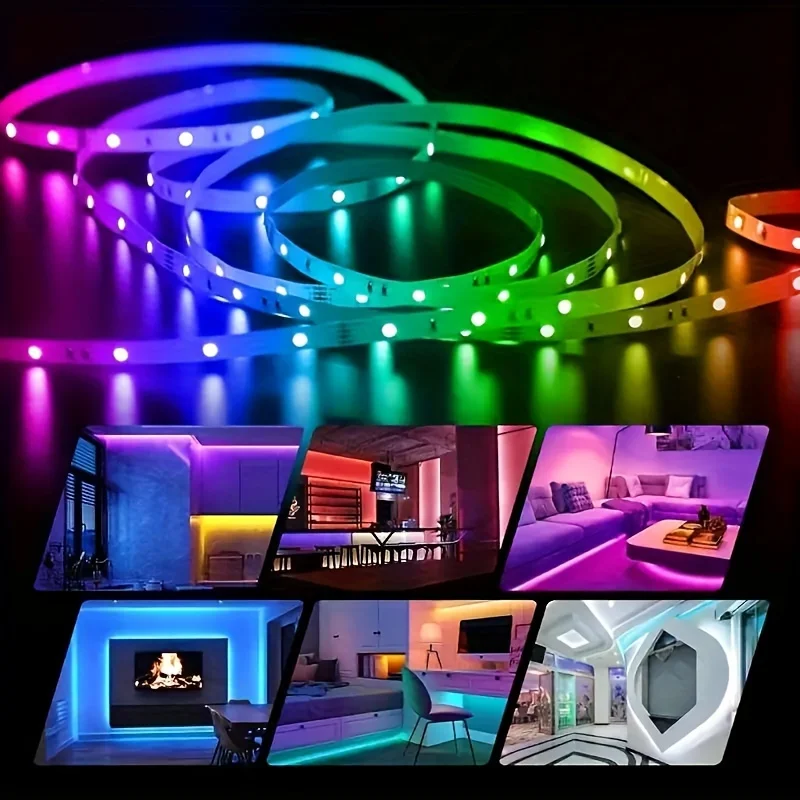 Tira LED USB RGB con control por APP, Bluetooth e infrarrojos, autoadhesiva, luz ambiental para dormitorio, sala de estar, retroiluminación de TV, cinta flexible de 5V, lámpara de diodos, luces decorativas para hogar