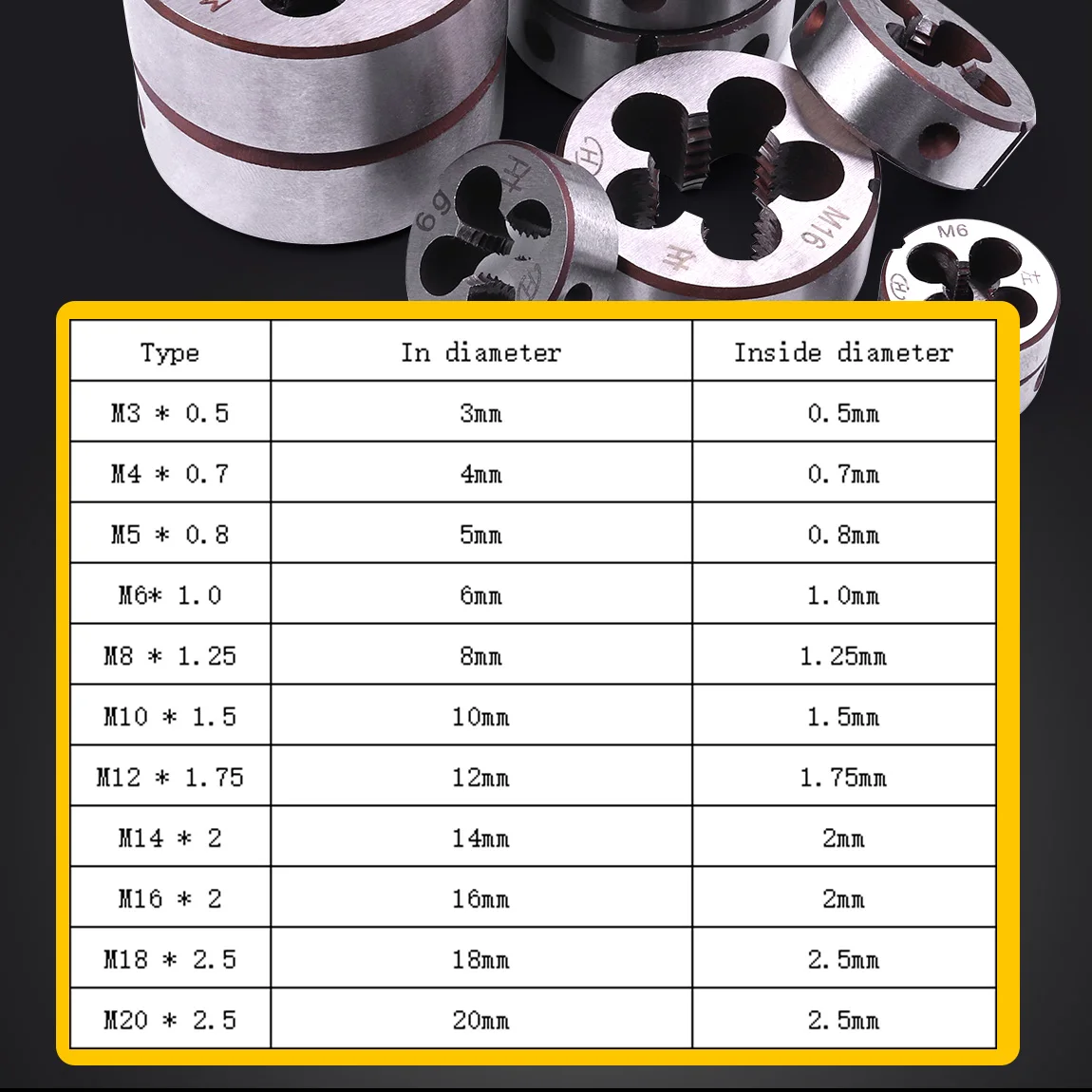 1pc Left Hand Thread Tap Die M3 M4 M5 M6 M8 M10 M12 M14 M16 M18 M20 HSS Metric Hand Tap Die Straight Flute Screw Thread Tap