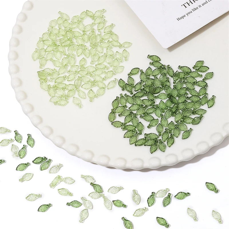 10/50Pcs อะคริลิค MINI Tree Leaf ลูกปัดที่ไม่ซ้ํากันลูกปัดทําด้วยมือ DIY เครื่องประดับต่างหูสร้อยคออุปกรณ์เสริมวัสดุ
