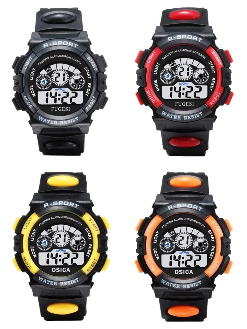 Relógios eletrônicos infantis cor luminosa dial vida à prova dwaterproof água multi-função luminosa despertadores relógio para meninos e meninas