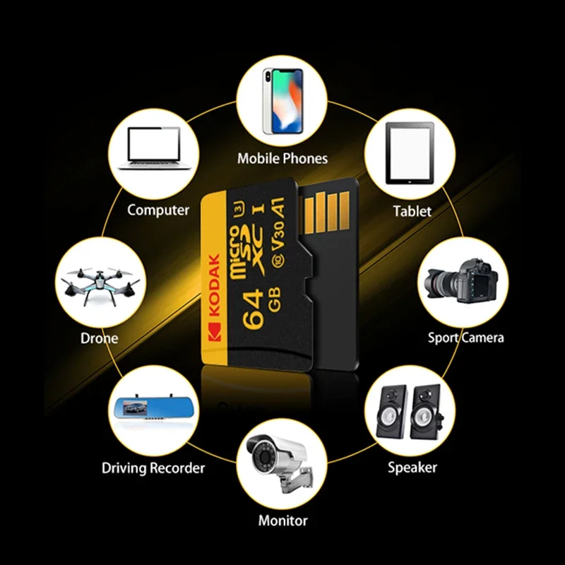 KODAK Original 128GB Flash Card Mini Micro TF Card 256GB 64GB 32GB Memori Memory Card C10 SDXC U3 4K For Phone Drone Camera
