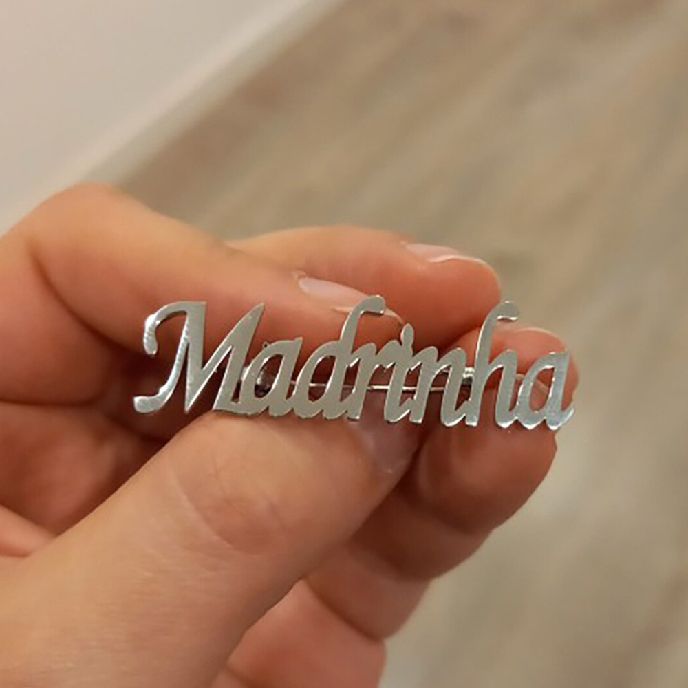 Broche com nome personalizado, seleção de fonte personalizada, broche personalizado em aço inoxidável, joias requintadas