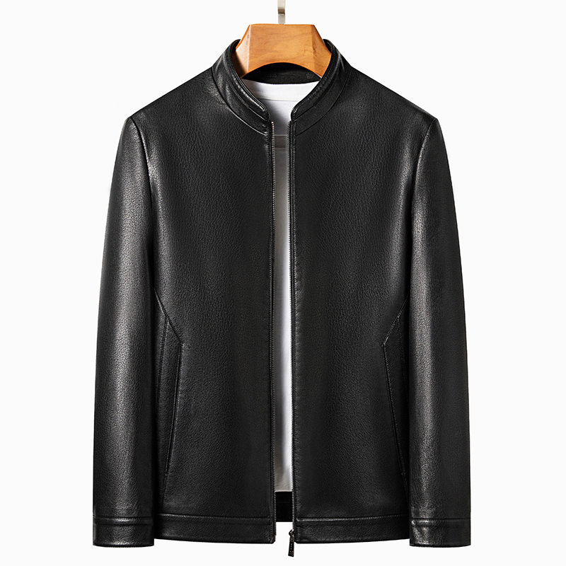 YN-2336 Frühling und Herbst Neue Herren Natürliche Schafe Leder Jacke Mock Kragen Jugend Premium Casual Mantel Motorrad