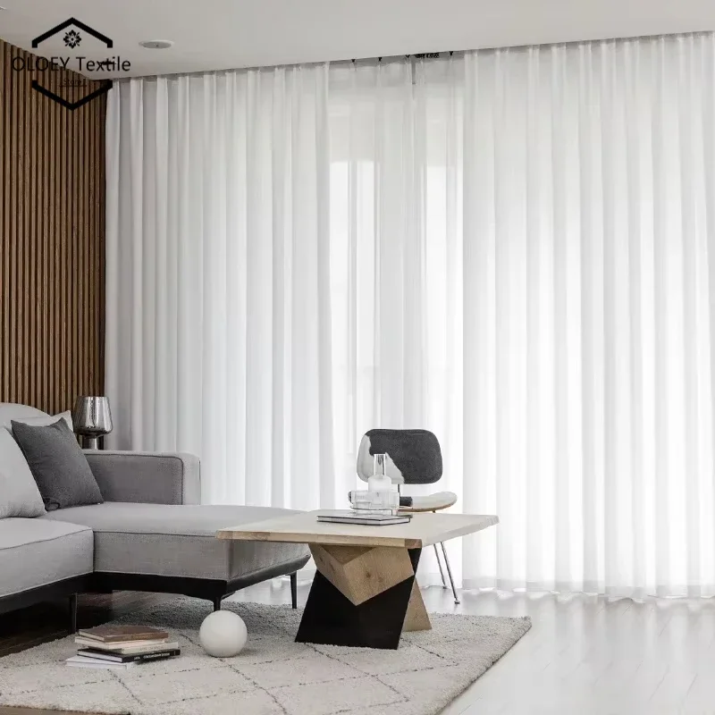OLOEY-cortina de tul blanco para dormitorio, cortinas transparentes de gasa blanca súper suaves para sala de estar, tul para ventanas, decoración del hogar personalizada