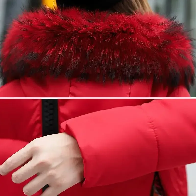ฤดูหนาวผู้หญิงลงเสื้อแจ็คเก็ต 2024 ยาวสีทึบเสื้อแจ็คเก็ตหญิงOuterwearsผู้หญิงParkasเสื้อผ้าZip Fur Collar