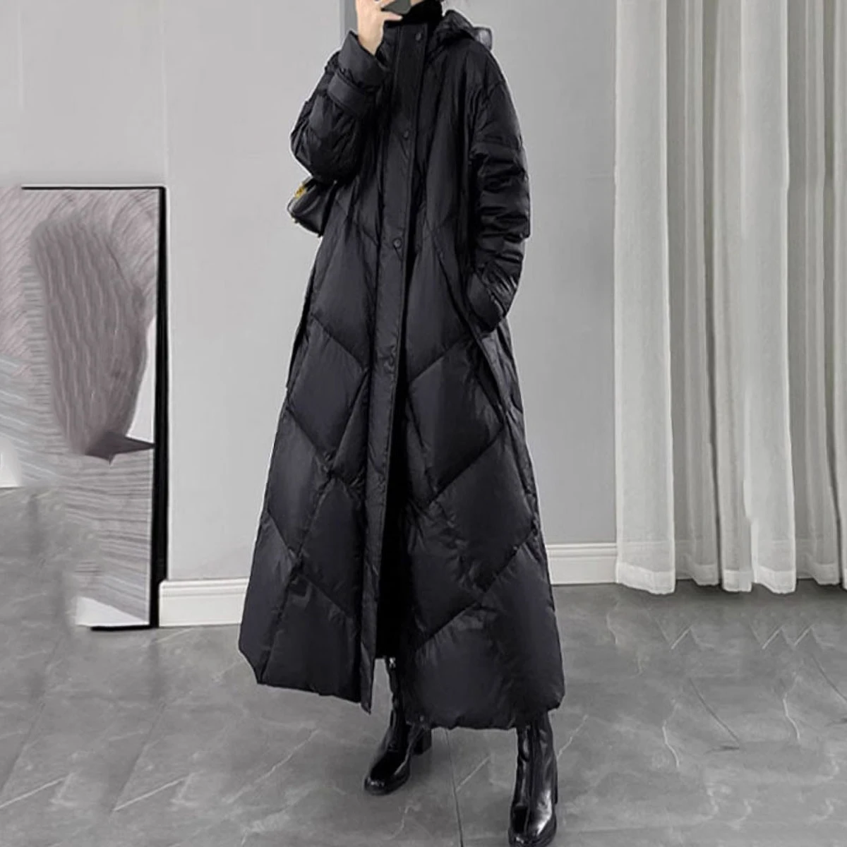 2024ฤดูหนาวPuffer Coatสตรียาวลงผ้าฝ้ายเสื้อเกาหลีHodoedผ้าฝ้ายเบาะเสื้อแจ็คเก็ตสตรีหญิงสบายๆเสื้อกันหนาว
