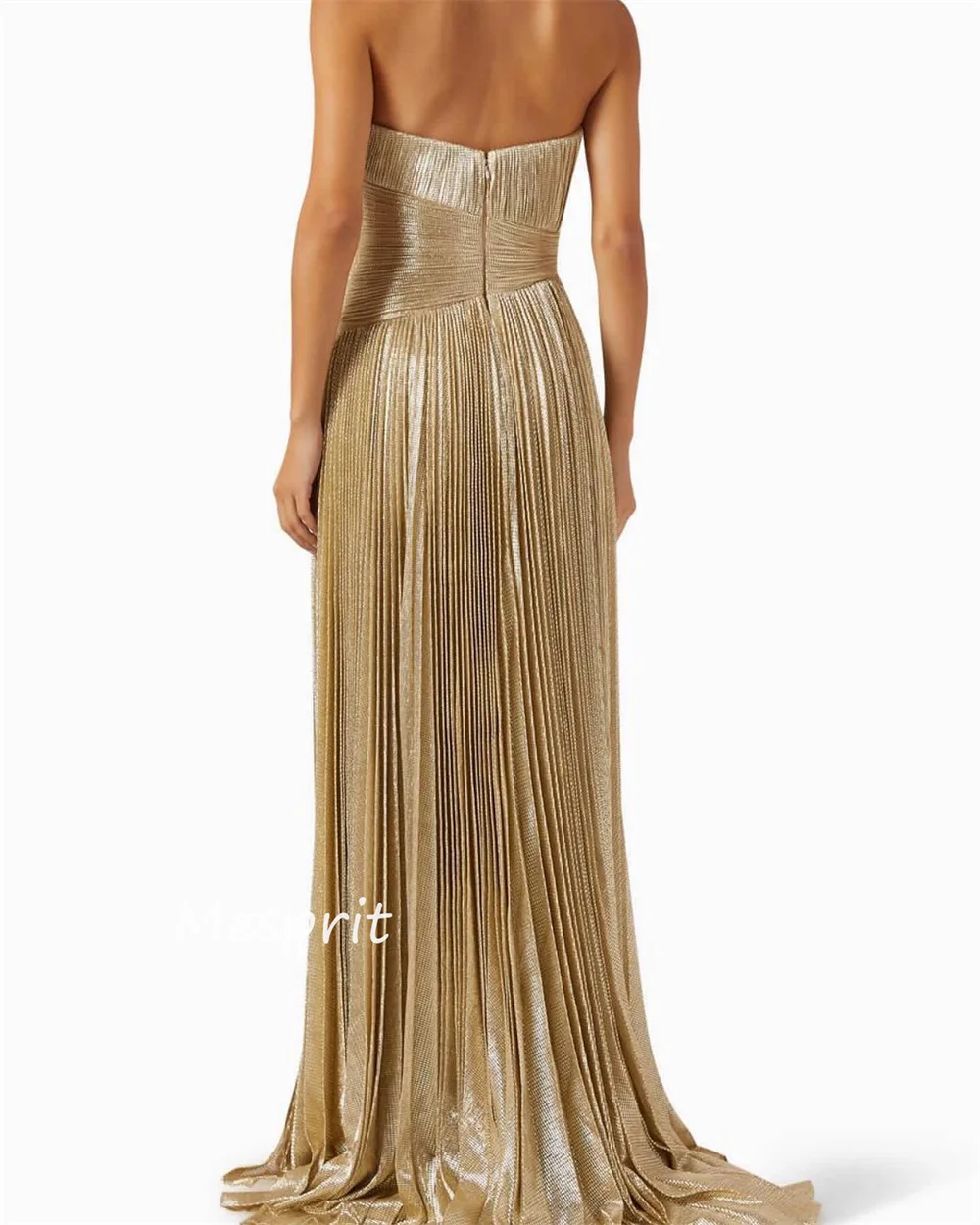 ที่กําหนดเองชุดราตรีซาติน Draped Bespoke โอกาสชุดค็อกเทลปาร์ตี้ A-Line Strapless ชุดราตรียาวจีบ