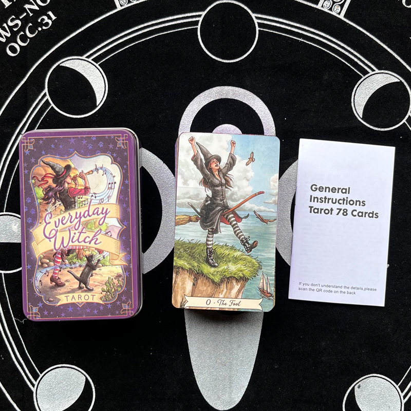 金メッキエッジのタロットカード,占いデッキ,美しいパッケージ,冒険の時間,ブリキの金属箱に78枚