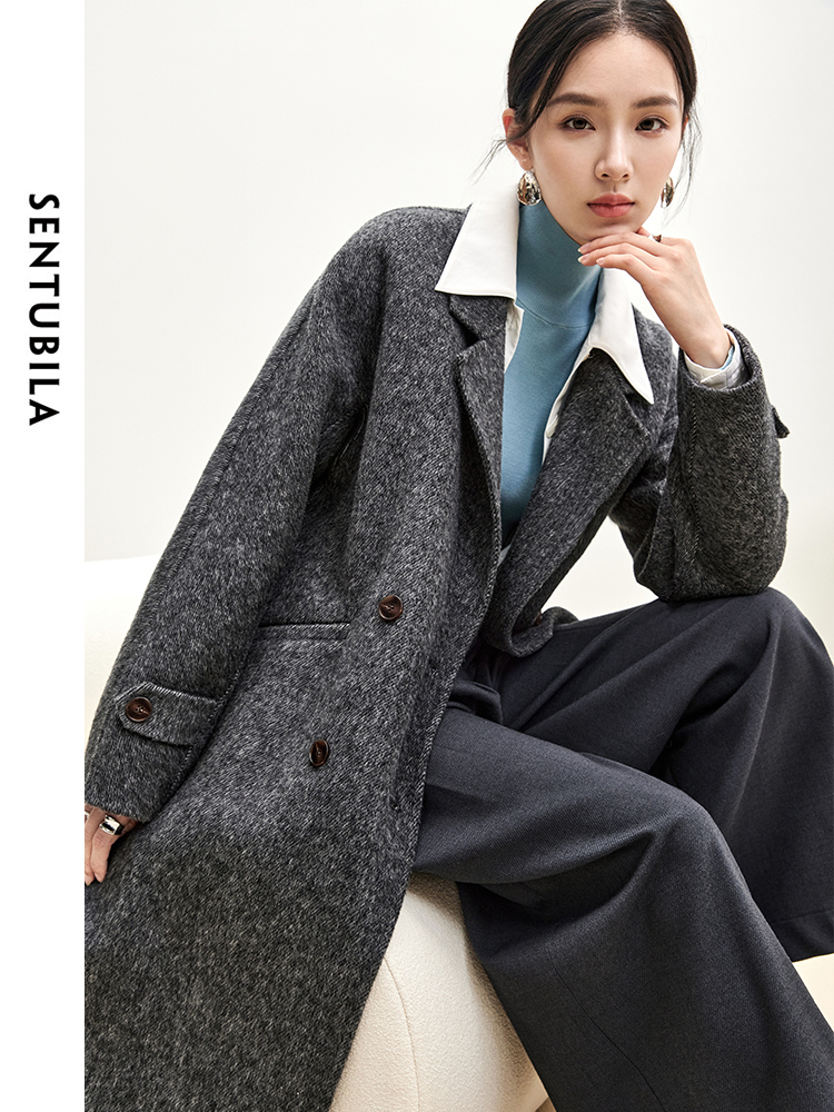 Sentumana-女性用の長いウールのコート,暖かいストレートのオーバーコート,ダブルブレスト,高級アウター,高品質,w44o56042,冬,2022