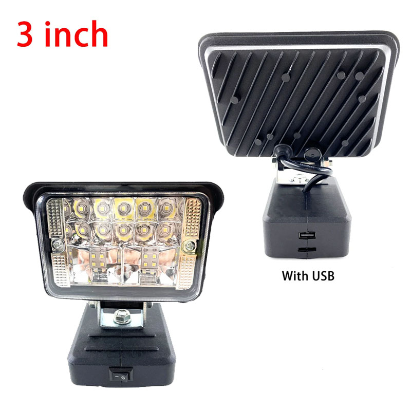 3/4inch For Makita 18VLi-ion Battery Cordless LED Spotlight Working Light Lamp Supply Indoor Outdoor Emergency Lighting with USB