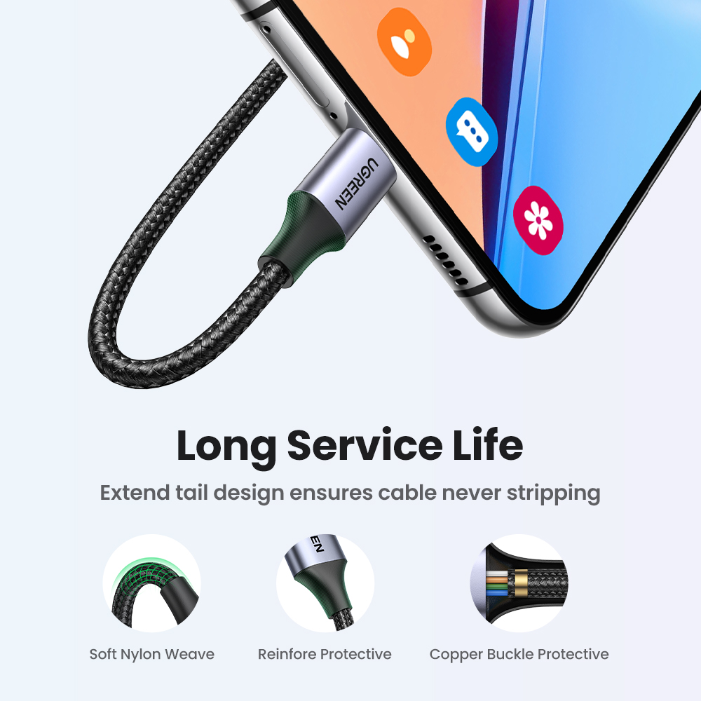 UGREEN-Cable USB tipo C de carga rápida 3A para móvil, Cable de datos Realme para USB-C, Xiaomi, Samsung S21, iPad, Samsung, Poco