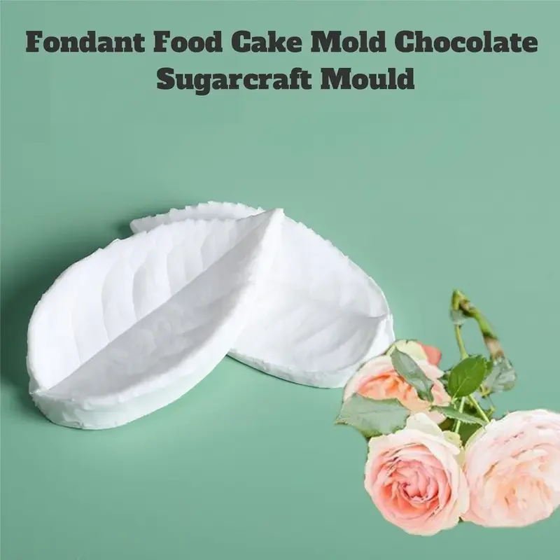 3D ローズリーフシリコンモールド多用途ケーキデコレーションツール、チョコレート & 樹脂ノンスティック、簡単にリリースでき、ベーキング愛好家に最適