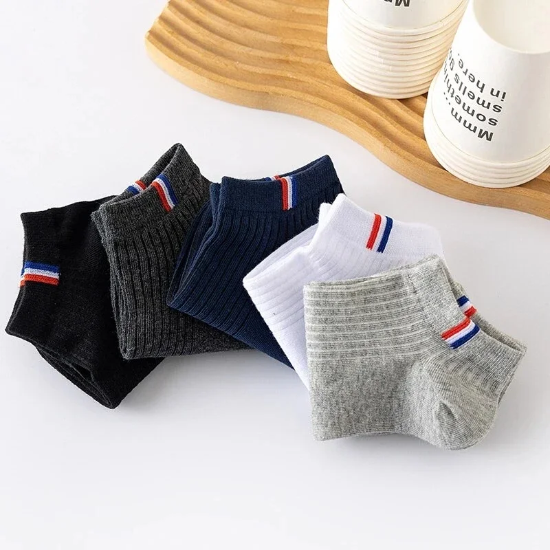 5 pares de calcetines finos de barco, mezcla de verano, Color liso, informal, transpirable, absorción del sudor, calibración