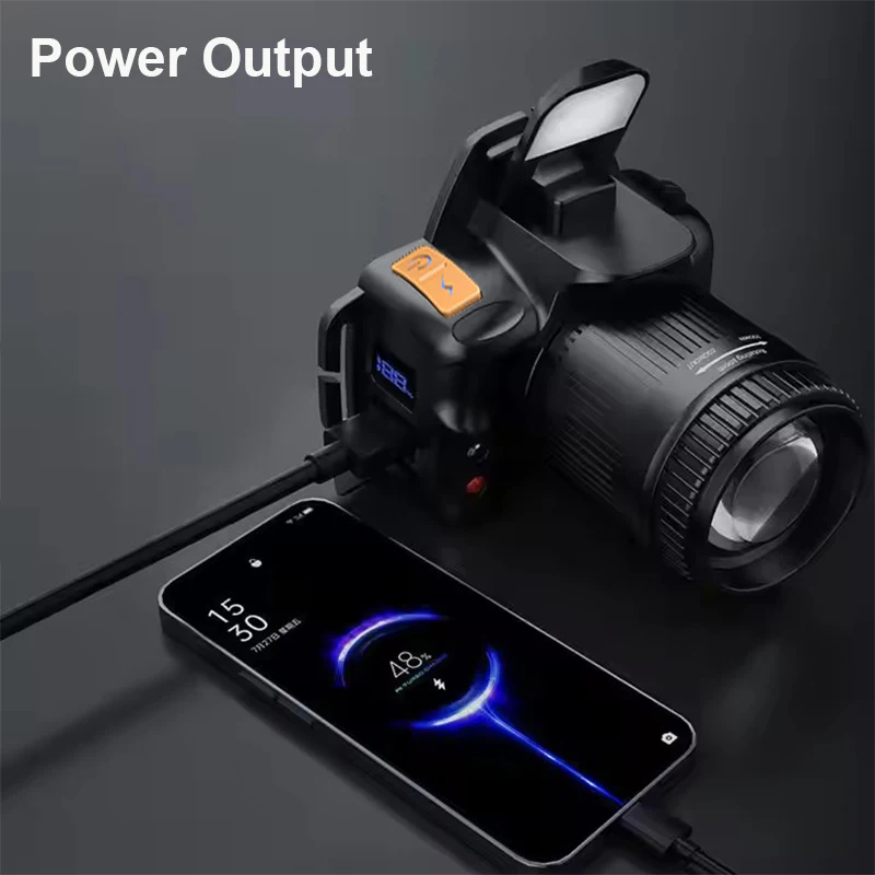 Linterna frontal con Sensor LED superbrillante, recargable por USB, luz frontal con batería integrada, linterna para acampar y pescar