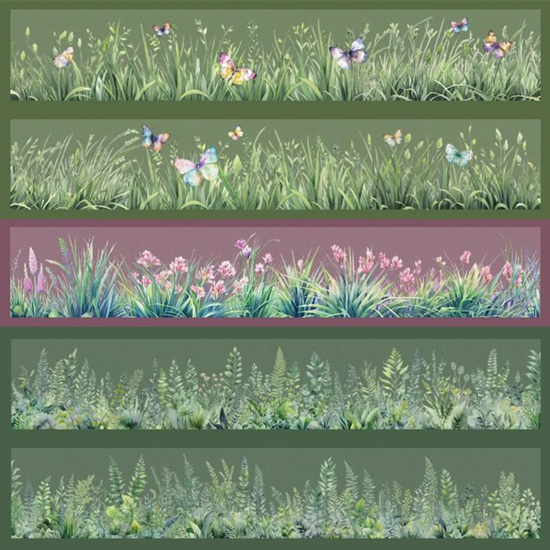 Nastro in PET 6 stili Nastro opaco con erba glitterata fine Manuale Nastro artistico decorativo fatto a mano per album di ritagli e diario fai-da-te