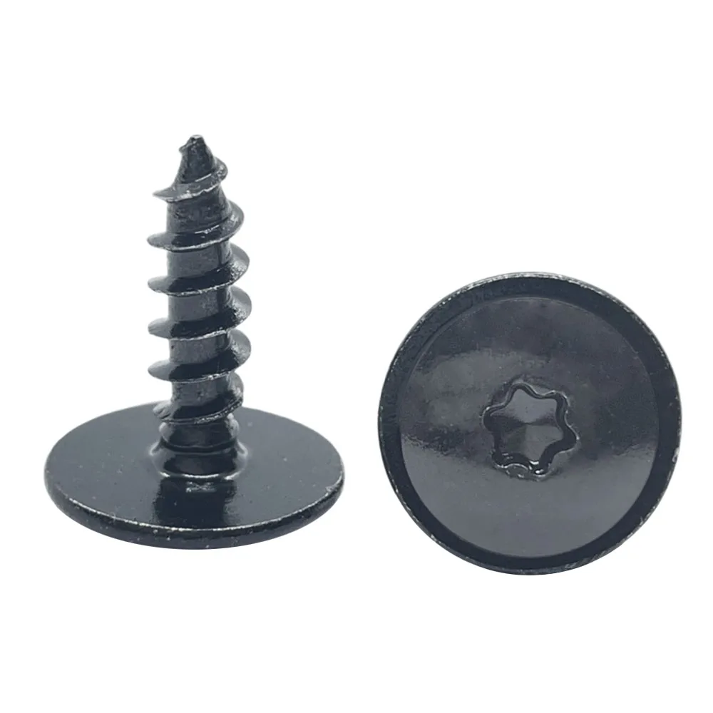 10-40pcs Auto Universal Black Self-tapping Screws Plum Blossom with Pad U-shaped Clips for Car Bumper Mudguard Fender Base Fixed
