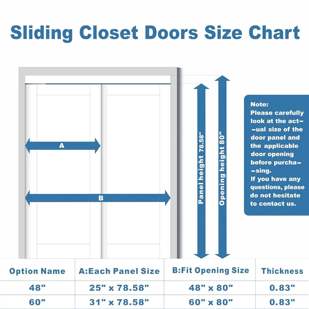 48 X 80 Inch Mirrored Sliding Closet Doors, with Hardware Kit, Upgraded Shatterproof Sliding Mirror Interior Door