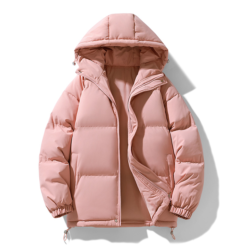 Inverno quente com capuz casal jaqueta de algodão estilo coreano cor sólida moda engrossado casaco de algodão multi-cor disponível para unisex