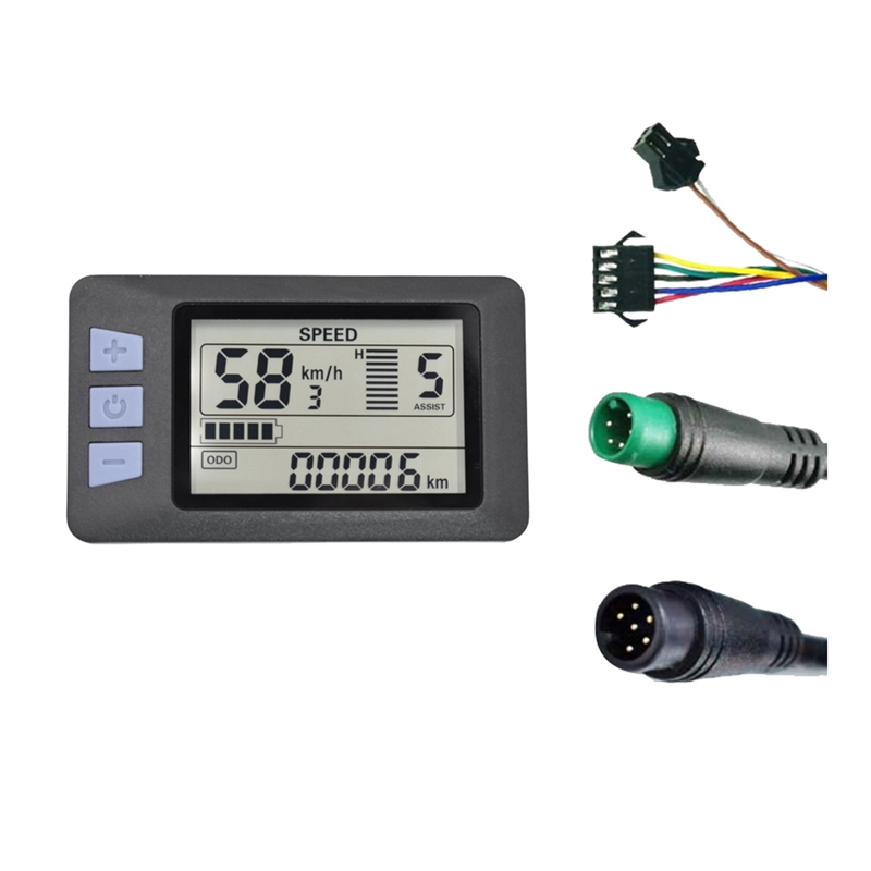 P3H Electric Bike LCD Display Meter Dashboard Meter Display Panel 24V 36V 48V 60V For Electric Scooter (6PIN)
