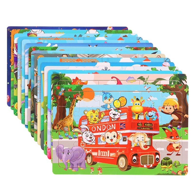 Logiczne myślenie intelektualne drewniana gra Puzzle układanka zwierzęcy pojazd kreskówka wczesne zabawki edukacyjne dla dzieci prezent dla dzieci