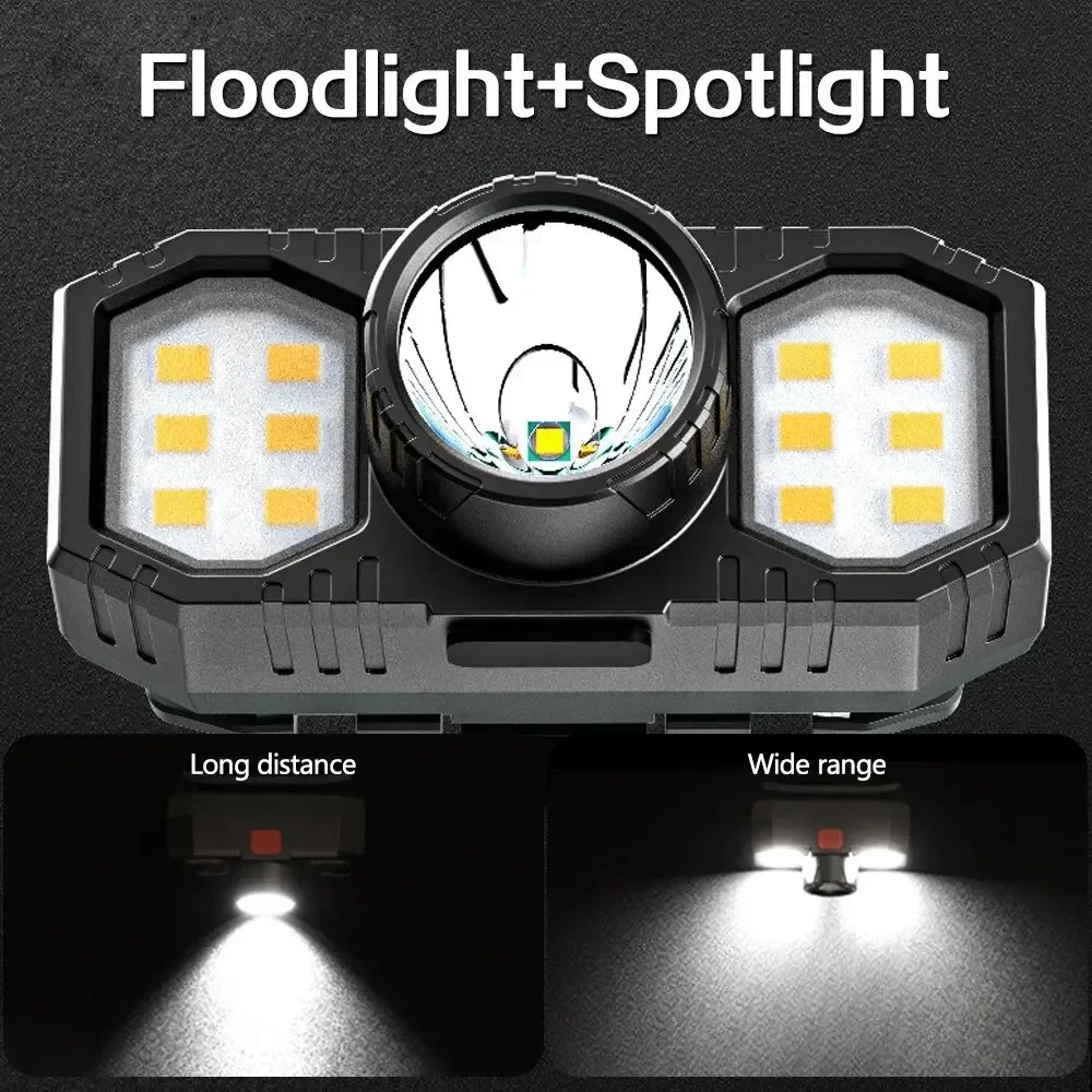새로운 LED 헤드 라이트 COB 미니 휴대용 USB 충전식 방수 낚시 작업 조명 야외 장거리 헤드 장착 토치