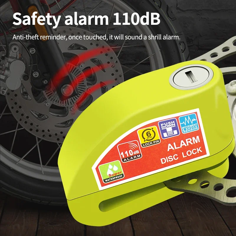 Motorcycle bicycle lock alarm Security protection padlock disc Aluminum alloy anti-theft waterproof motorcycle accessories