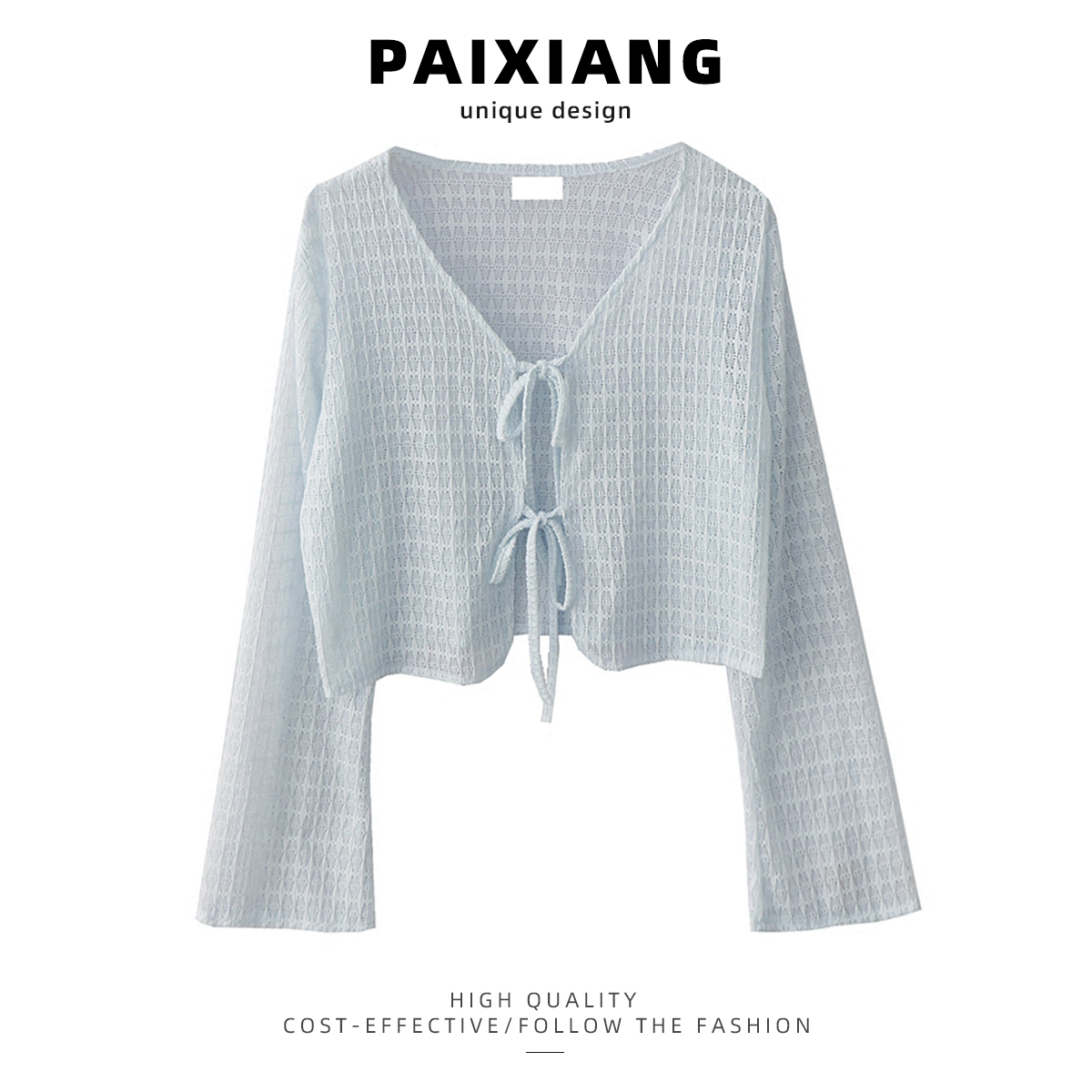 PAIXIANG 夏薄いニット日焼け防止カーディガン女性の甘いスタイル V ネックノースリーブラップドレスアウターカバーアップ