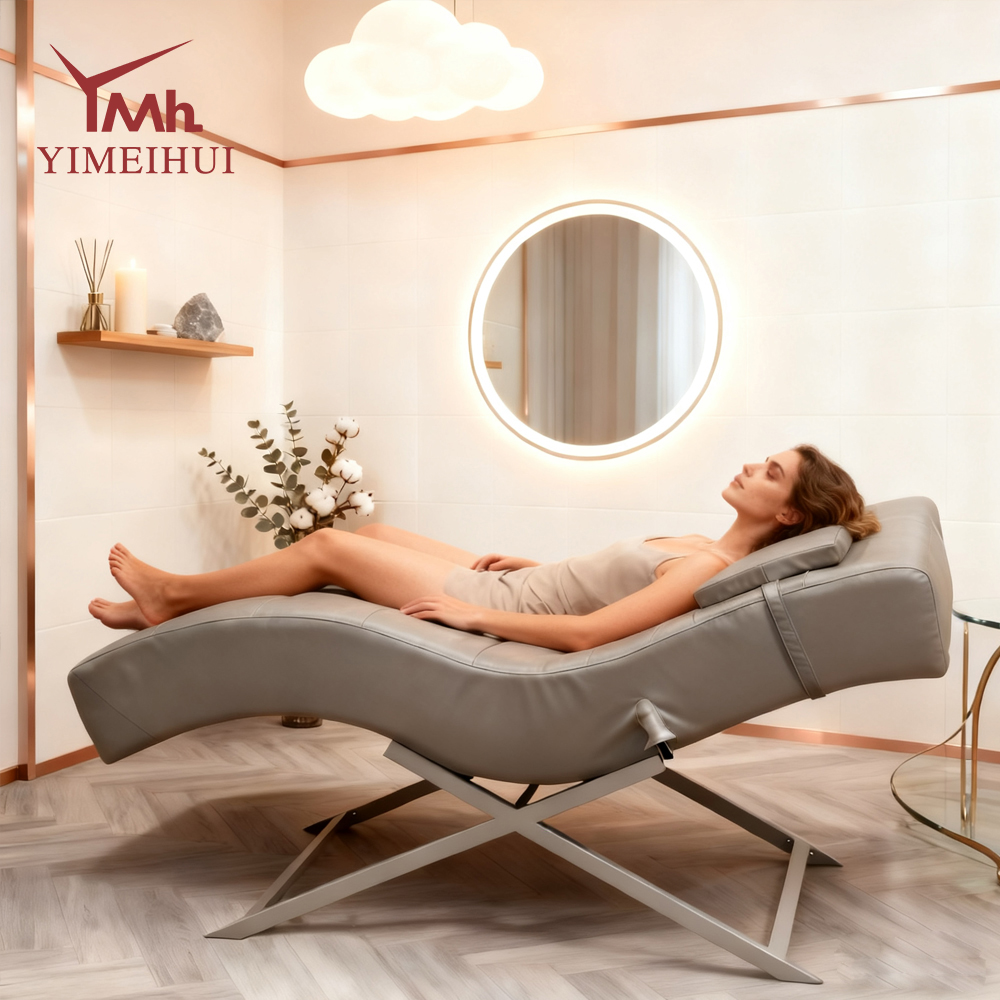 Lit de Massage en métal à Base dorée, lit de Spa pour le visage, cils blancs, Tables de traitement cosmétique, lits pour tatouage