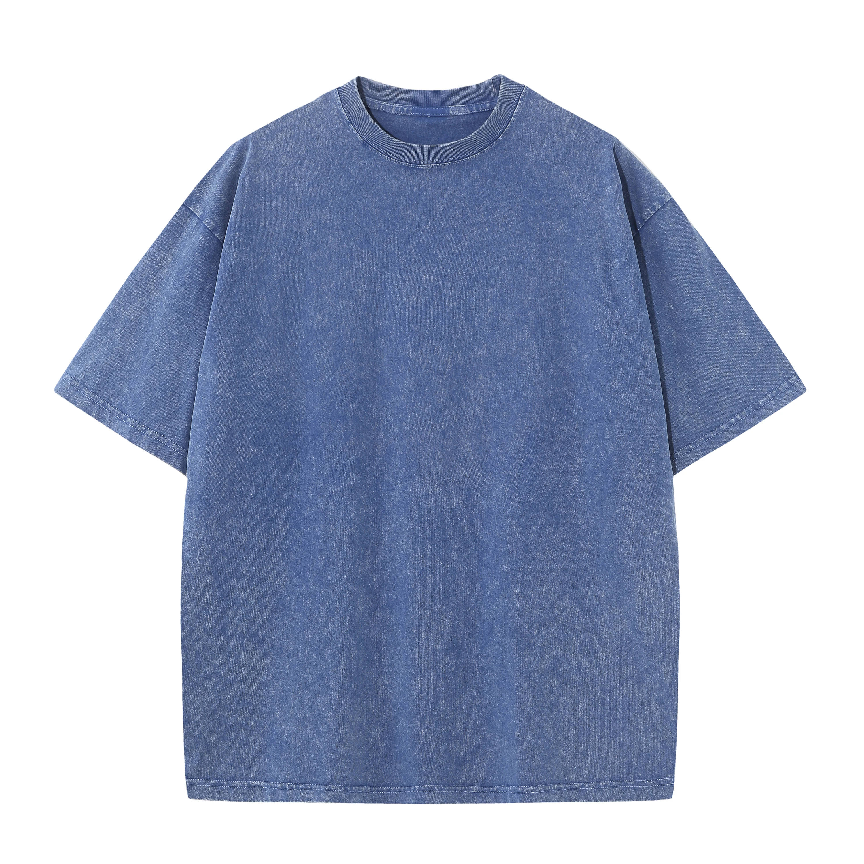 メンズ夏のピュアコットンユーズド加工レトロドロップショルダー Tシャツ無地ルーズカジュアル通気性メンズカジュアル Tシャツトップス