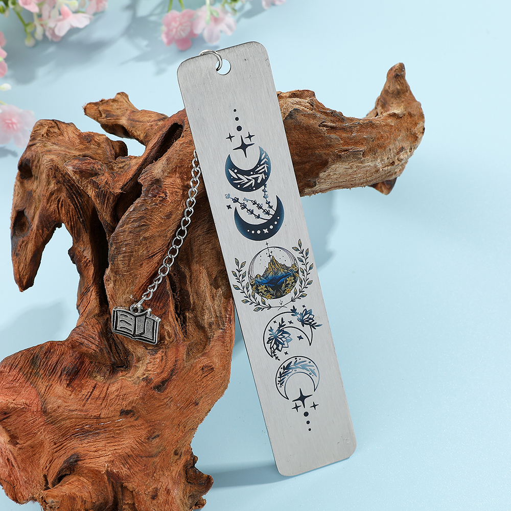 Moon Pattern Personalized Book Mark Stainless Steel Bookmarks Gift for Women Men for Book Loves Stationery Book Accessory