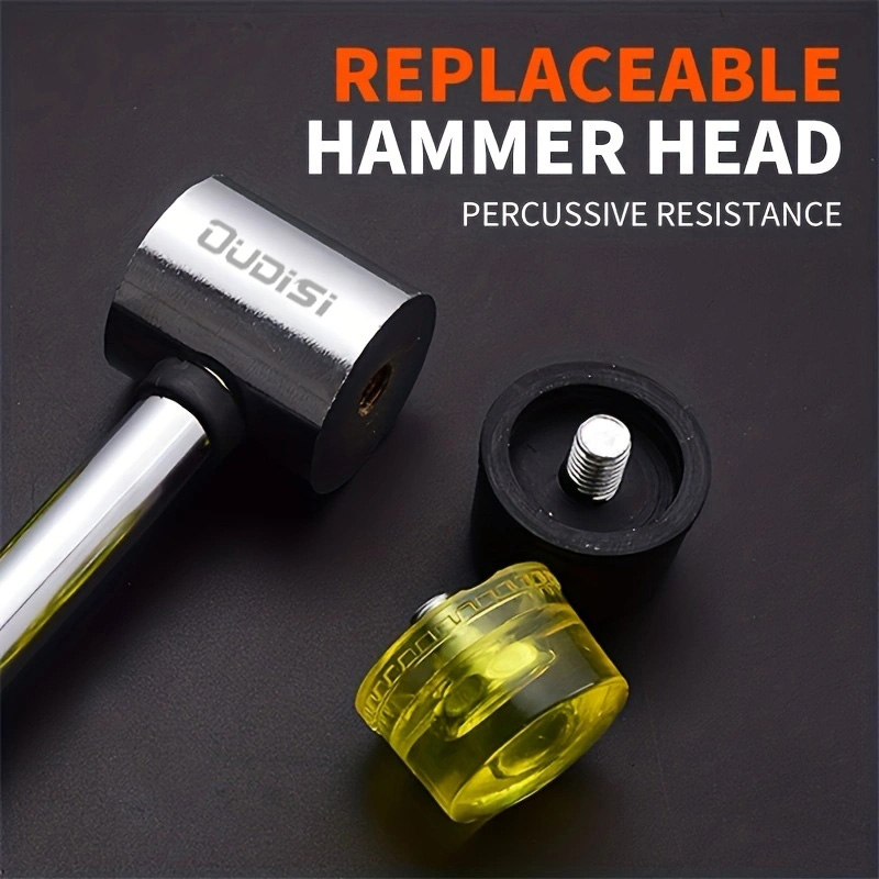 Martillo de goma de 1 pieza, equipado con medidor de mandril de anillo de madera para reparación y ajuste, martillo de instalación de goma, hamac de percusión