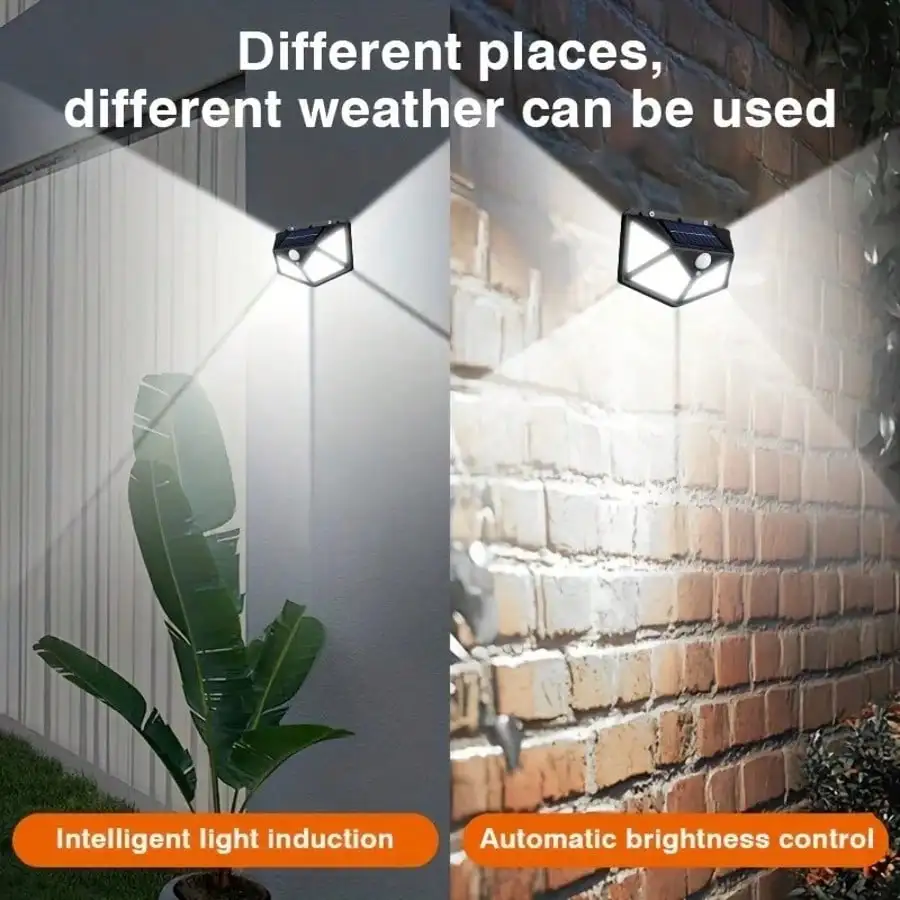 1 ชิ้น, 100 LED Wall Light, Intelligent Motion Sensor, ชาร์จพลังงานแสงอาทิตย์, กันน้ํา, เหมาะสําหรับลาน, สวน, เลน, รั้ว