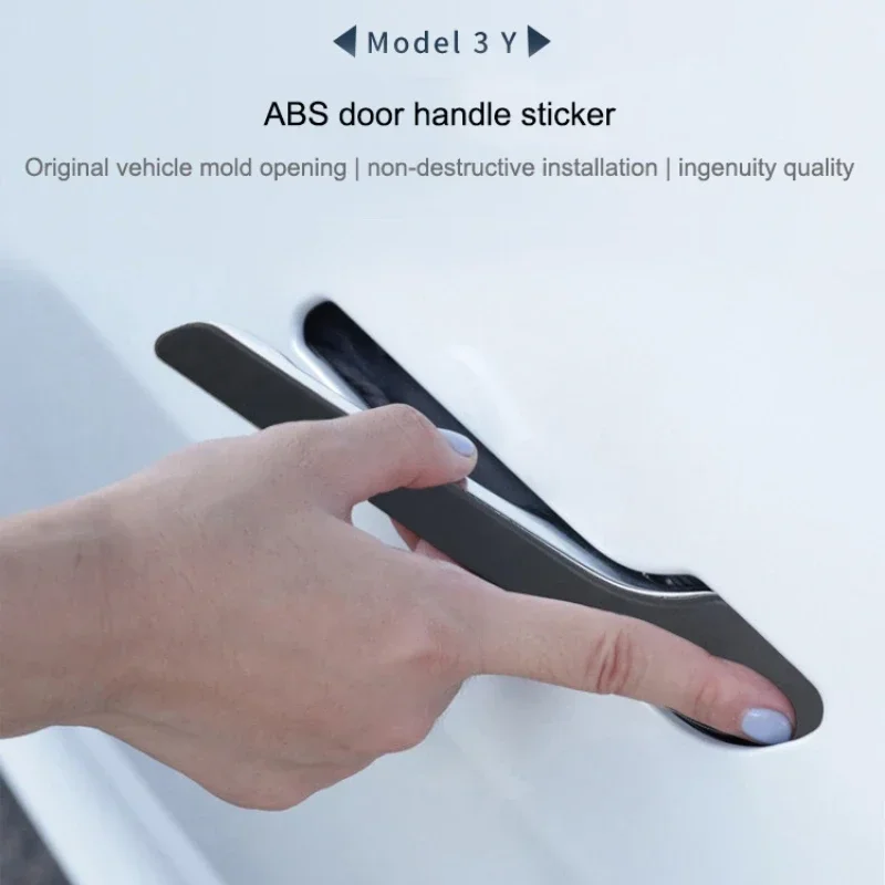 4pcs Door Handle Protective Cover for Tesla Model Y LAUNCH/3/3+ Highland 2025 ABS Car Door Handle Sticker Car Decor Accessories