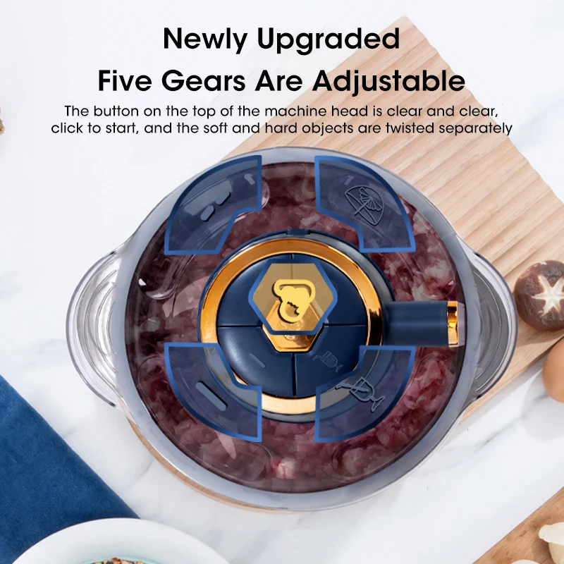 5L Elektrische Fleischwölfe Lebensmittel Brecher Edelstahl Multifunktionale Gemüse Slicer Prozessor Chopper Küchengeräte